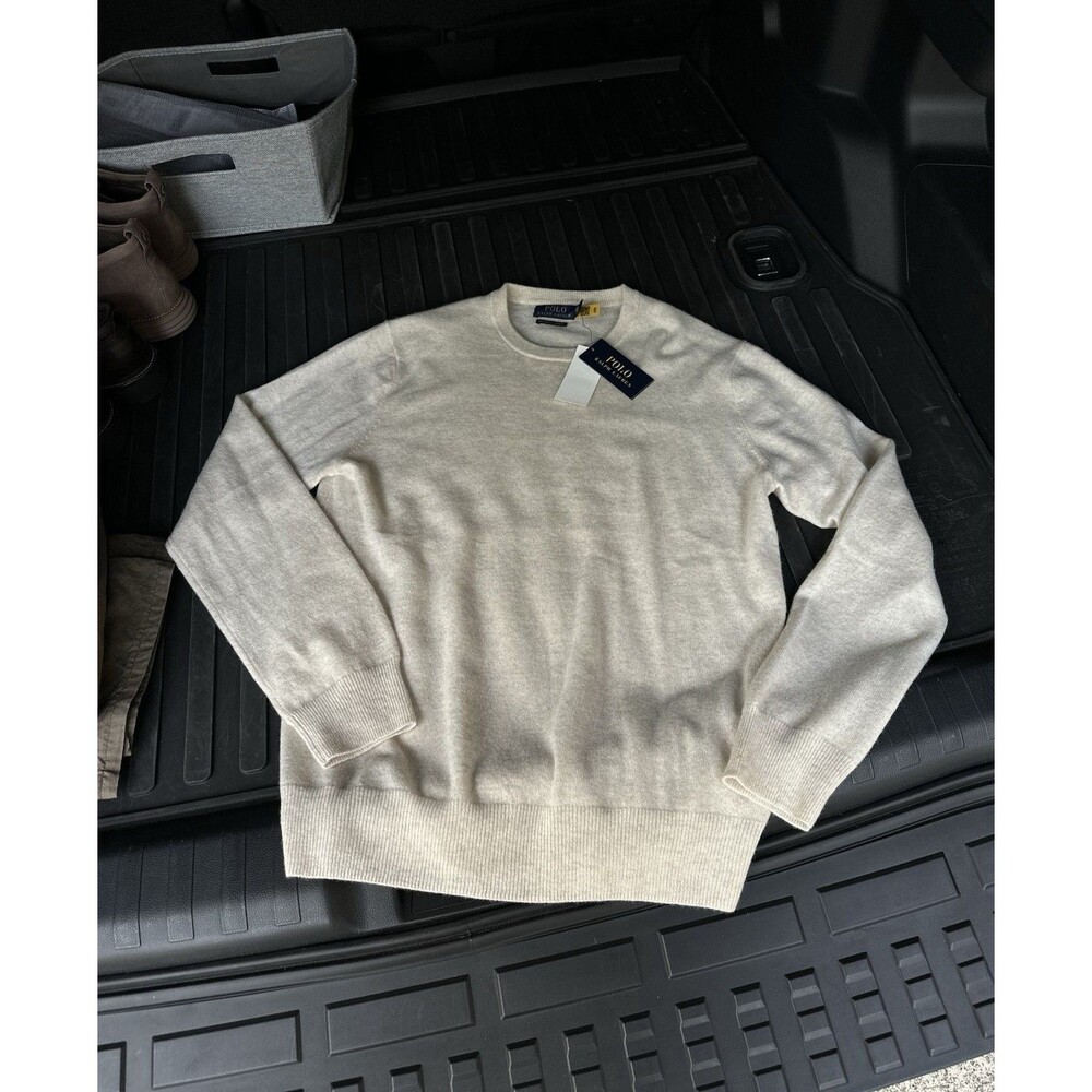 Polo Ralph Lauren Cashmere Sweater Men’s Medium Cream Ivory Crewneck